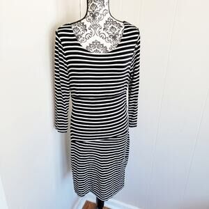 Vince Camuto Striped Scoopneck Midi Sheath Dress